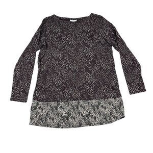 J Jill Tunic Shirt Womens S Pima Cotton Modal Spotted Long Sleeve Purple Gray